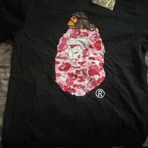 Bape graphic tee pink and black